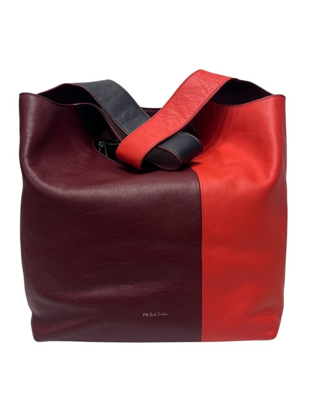 Paul Smith Two-Tone Red and Burgundy Leather Tote